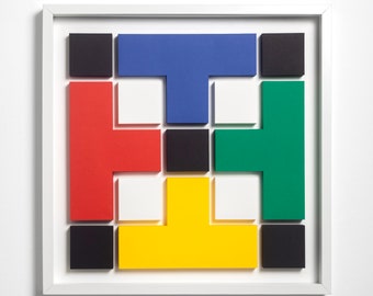 TETRIS B-1, Paper Artwork, Abstract Art, Modern Art, Minimalist, Painting