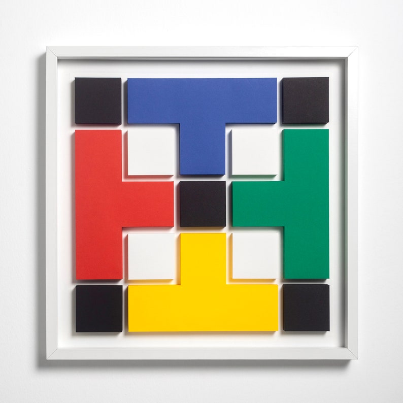 TETRIS B-1, Paper Artwork, Abstract Art, Modern Art, Minimalist, Painting image 1