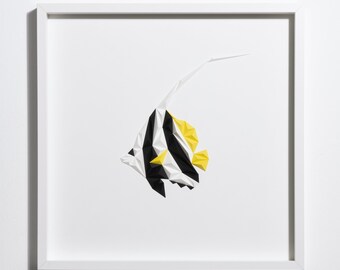 PENNANT CORALFISH, Paper Art, 50x50 cm, Artwork, Minimal, Geometric Art, Home Design, Fish