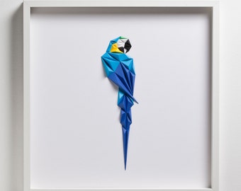 BLUE MACAW - Paper Artwork, Blue Wall Art, Modern Art, Home Wall Decor, Art Deco