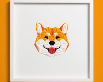 SHIBA - Paper Artwork, Shiba Art, Modern Art, Colorful Art, Art Derco, Minimal Art