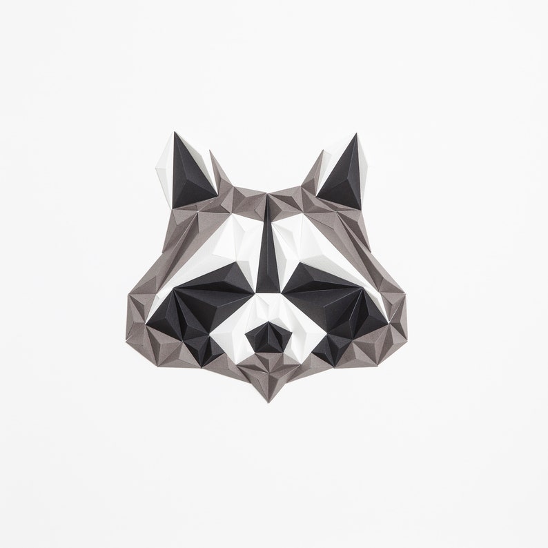 MR. RACCOON Paper Artwork, 50X50 cm, Raccoon Wall art, Wall Hanging, Gift for Her image 2