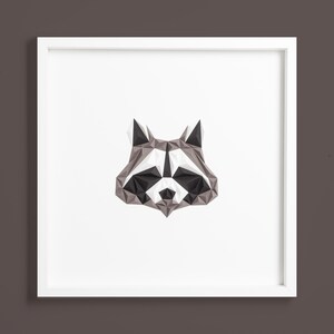 MR. RACCOON Paper Artwork, 50X50 cm, Raccoon Wall art, Wall Hanging, Gift for Her image 4