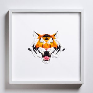 TIGER Artwork, Paper Art, Modern Home Decor, Wall Hangings, Wall Art, Gift For Him image 1