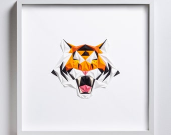 TIGER Artwork, Paper Art, Modern Home Decor, Wall Hangings, Wall Art, Gift For Him