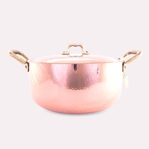 Copper rounded Stock Pot w/ lid- tin lined - available in 2 sizes