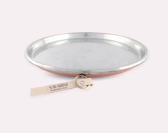 Copper shallow pie pan, tinned pizza pan, tinned pie pan, large size pie pan, shallow pizza pan