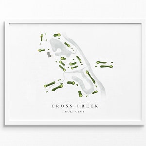 Cross Creek Golf Club | Atlanta, Georgia | Golfbaankaart, gepersonaliseerde golfkunstcadeaus voor mannen Muurdecoratie, aangepaste aquarelafdruk