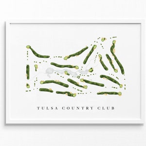 Tulsa Country Club | Tulsa, OK | Golfbaankaart, gepersonaliseerde golfkunstcadeaus voor mannen Muurdecoratie, aangepaste aquarelafdruk