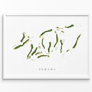 Tehama-golfclub | Carmel, CA | Golfbaankaart, gepersonaliseerde golfkunstcadeaus voor mannen Muurdecoratie, aangepaste aquarelafdruk