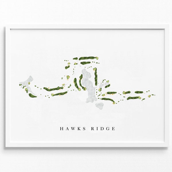 Hawks Ridge Golf Club | Ball Ground, GA | Golf Course Map, Personalized Golf Art Gifts for Men Wall Decor, Custom Watercolor Print