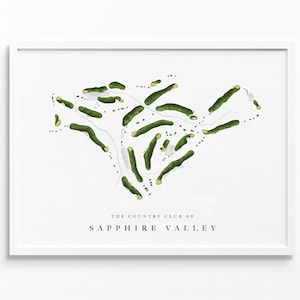 Der Country Club von Sapphire Valley | Saphir, Öffner | Golf Platz Karte, Golfspieler Dekor Geschenk für Ihn, Scorecard Layout | Druck im Aquarell-Stil