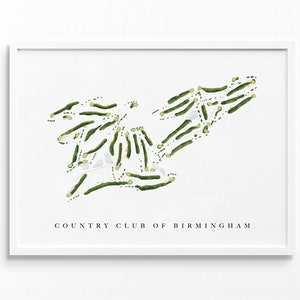 Country Club of Birmingham / Birmingham, AL / Mappa del campo da golf, regali personalizzati di arte del golf per uomo, decorazione murale, stampa acquerello personalizzata