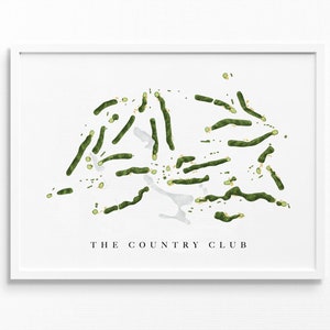 The Country Club / Brookline, MA / Mappa del campo da golf, regali personalizzati di arte del golf per uomo, decorazione murale, stampa acquerello personalizzata