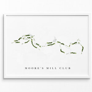 Club du Moulin de Moore | Auburn, Alabama | Carte du parcours de golf, cadeaux d'art de golf personnalisés pour homme, décoration murale, impression aquarelle personnalisée