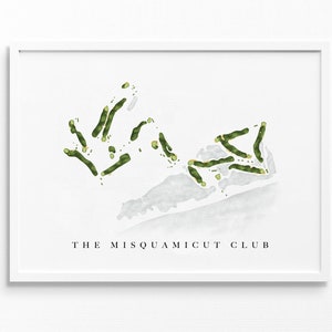 The Misquamicut Club | Westerly, RI | Golfbaankaart, gepersonaliseerde golfkunstcadeaus voor mannen Muurdecoratie, aangepaste aquarelafdruk