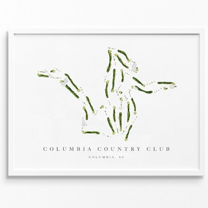 Columbia Country Club / Columbia, SC / Mappa del campo da golf, regali personalizzati di arte del golf per uomo, decorazione murale, stampa acquerello personalizzata