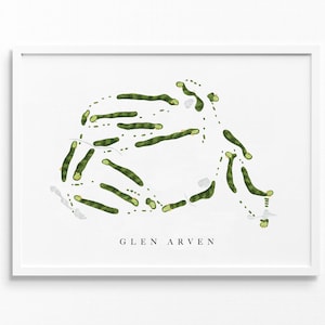 Glen Arven Country Club | Thomasville, Georgia | Golfbaankaart, gepersonaliseerde golfkunstcadeaus voor mannen Muurdecoratie, aangepaste aquarelafdruk