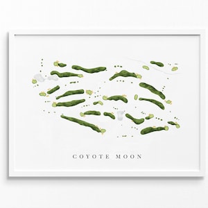 Coyote Moon | Truckee, CA | Golfbaankaart, gepersonaliseerde golfkunstcadeaus voor mannen Muurdecoratie, aangepaste aquarelafdruk