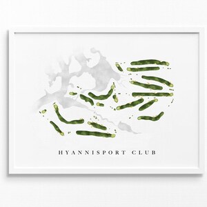 Hyannisport Club | Hyannis Port, Massachusetts | Golfbaankaart, gepersonaliseerde golfkunstcadeaus voor mannen Muurdecoratie, aangepaste aquarelafdruk