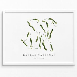 Dallas National Golf Club | Dallas, Texas | Golfbaankaart, gepersonaliseerde golfkunstcadeaus voor mannen Muurdecoratie, aangepaste aquarelafdruk