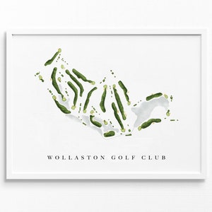 Wollaston Golf Club | Milton, MA | Golf Platz Karte, Golf Kunst Geschenke für Herren Wanddekoration, Benutzerdefinierte Aquarell Druck