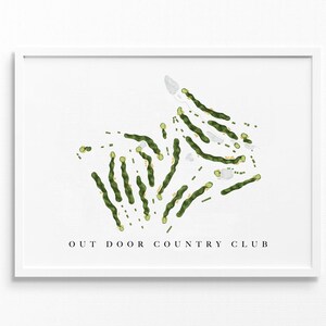 Countryclub in de buitenlucht | York, Pennsylvania | Golfbaankaart, gepersonaliseerde golfkunstcadeaus voor mannen Muurdecoratie, aangepaste aquarelafdruk