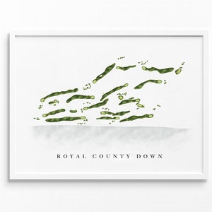 Royal County Down | Newcastle, Irland, UK | Golf Platz Karte, Golf Kunst Geschenke für Herren Wanddekoration, Benutzerdefinierte Aquarell Druck