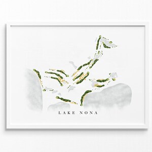 Lake Nona Golf & Country Club | Ornamente, FL | Golf Platz Karte, Golf Kunst Geschenke für Herren Wanddekoration, Benutzerdefinierte Aquarell Druck