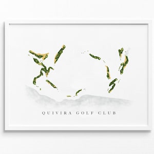 Quivira-golfclub | Cabo San Lucas, Mexico | Golfbaankaart, gepersonaliseerde golfkunstcadeaus voor mannen Muurdecoratie, aangepaste aquarelafdruk