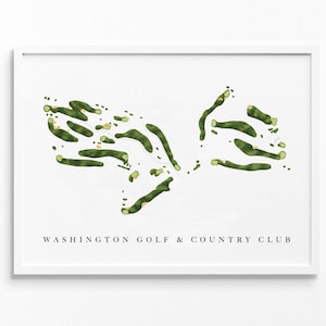 Washington Golf & Country Club | Arlington, VA | Golf Platz Karte, Golf Kunst Geschenke für Herren Wanddekoration, Benutzerdefinierte Aquarell Druck