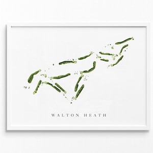 Walton Heath | Engeland | Golfbaankaart, gepersonaliseerde golfkunstcadeaus voor mannen Muurdecoratie, aangepaste aquarelafdruk