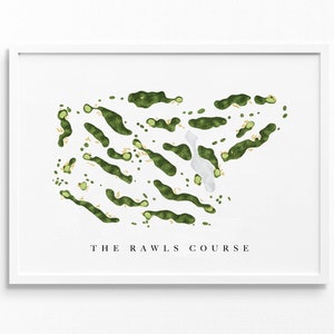 Campo de golf Rawls, Texas Tech University / Lubbock, TX / Mapa del campo de golf, Pintura de golf, Regalo de golf, Diseño del campo de golf / Impresión de bellas artes