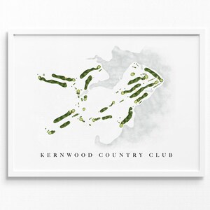 Kernwood Country Club / Salem, MA / Mappa del campo da golf, regali personalizzati di arte del golf per uomini, decorazioni murali, stampa acquerello personalizzata
