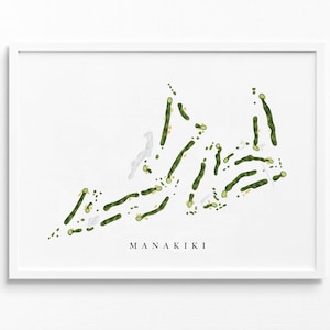 Manakiki-golfbaan | Willoughby, Ohio | Golfbaankaart, gepersonaliseerde golfkunstcadeaus voor mannen Muurdecoratie, aangepaste aquarelafdruk