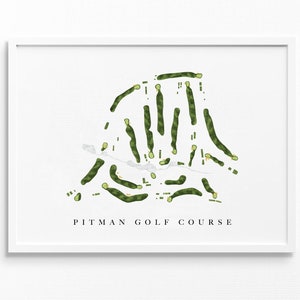 Pitman-golfbaan | Sewell, New Jersey | Golfbaankaart, gepersonaliseerde golfkunstcadeaus voor mannen Muurdecoratie, aangepaste aquarelafdruk