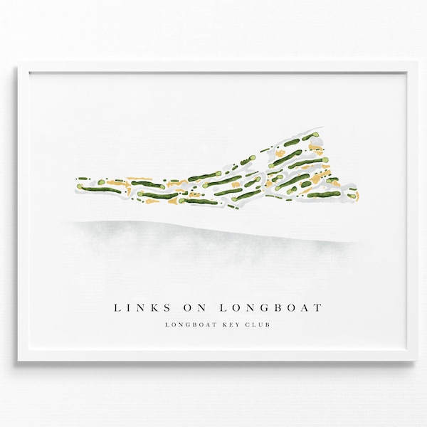 Links on Longboat | Longboat Key Club, FL | Golf Course Map, Personalized Golf Art Gifts for Men Wall Decor, Custom Watercolor Print