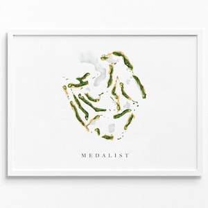 Medaillewinnaar golfclub | Hobe Sound, Florida | Golfbaankaart, gepersonaliseerde golfkunstcadeaus voor mannen Muurdecoratie, aangepaste aquarelafdruk