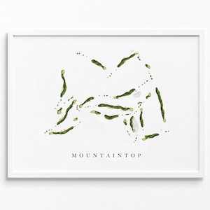 Mountaintop Golf & Lake Club | Kassiers, North Carolina | Golfbaankaart, gepersonaliseerde golfkunstcadeaus voor mannen Muurdecoratie, aangepaste aquarelafdruk