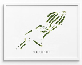 Tedesco Country Club | Marblehead, MA | Golf Course Map, Personalized Golf Art Gifts for Men Wall Decor, Custom Watercolor Print