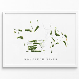 Nonesuch River Golf Club | Scarborough, ME | Golfbaankaart, gepersonaliseerde golfkunstcadeaus voor mannen Muurdecoratie, aangepaste aquarelafdruk