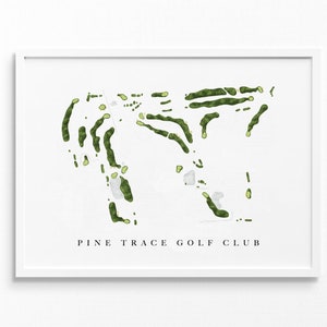 Pine Trace-golfclub | Rochester Hills, Michigan | Golfbaankaart, gepersonaliseerde golfkunstcadeaus voor mannen Muurdecoratie, aangepaste aquarelafdruk