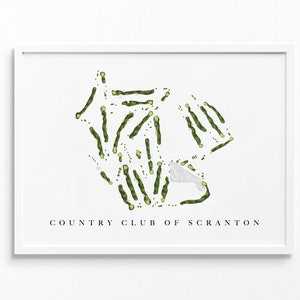 Country Club of Scranton / Clarks Summit, PA / Mappa del campo da golf, regali personalizzati di arte del golf per uomo, decorazione murale, stampa acquerello personalizzata
