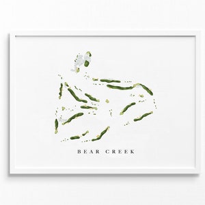Bear Creek Country Club / Woodinville, WA / Mappa del campo da golf, regali personalizzati di arte del golf per uomini, decorazioni murali, stampa acquerello personalizzata
