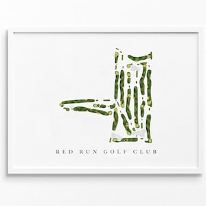 Red Run-golfclub | Royal Oak, Michigan | Golfbaankaart, gepersonaliseerde golfkunstcadeaus voor mannen Muurdecoratie, aangepaste aquarelafdruk