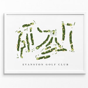 Evanston Golf Club | Skokie, Illinois | Golfbaankaart, gepersonaliseerde golfkunstcadeaus voor mannen Muurdecoratie, aangepaste aquarelafdruk