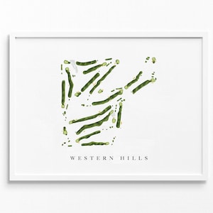 Western Hills Country Club | Cincinnati, Ohio | Golfbaankaart, gepersonaliseerde golfkunstcadeaus voor mannen Muurdecoratie, aangepaste aquarelafdruk