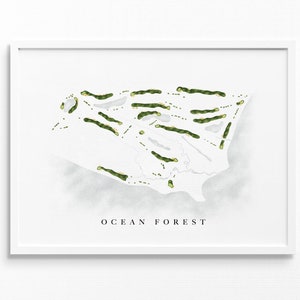 Ozean-Wald Golfclub | Seeinsel, GA | Golf Platz Karte, Golf Kunst Geschenke für Herren Wanddekoration, Benutzerdefinierte Aquarell Druck