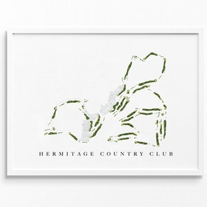 Hermitage Country Club / Manakin-Sabot, VA / Mappa del campo da golf, regali personalizzati di arte del golf per uomini, decorazioni murali, stampa acquerello personalizzata
