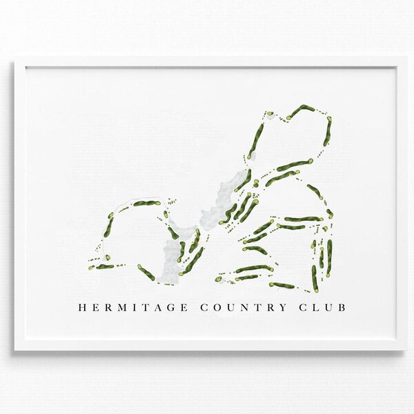 Hermitage Country Club | Manakin-Sabot, VA | Golf Course Map, Personalized Golf Art Gifts for Men Wall Decor, Custom Watercolor Print